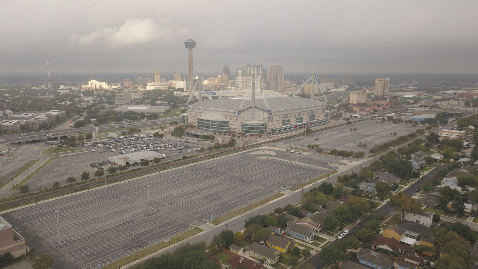 alamodome parking lots looking west